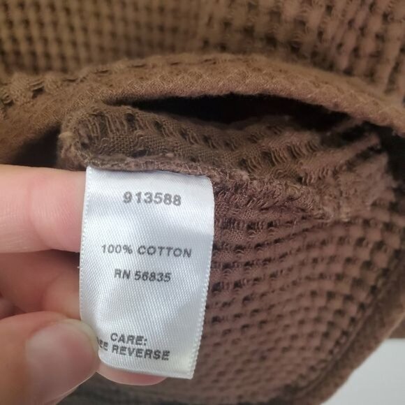 CABELA'S Womens Jacket Small Waffle Knit Brown Zipper‎ Neck 100% Cotton Collar - Picture 8 of 10